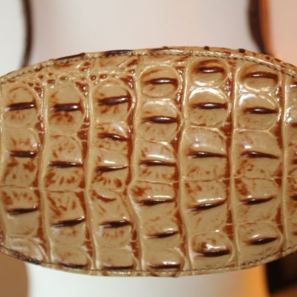 **AUTHENTIC** BRAHMIN MINI QUINN LEATHER CROSSBODY BUCKET BAG TOASTED ALMOND - Picture 5 of 9